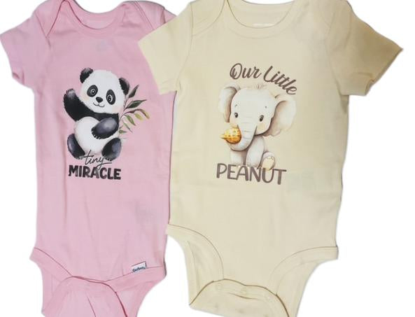 Cute Pink Panda & Yellow Elephant Onesies for Girls