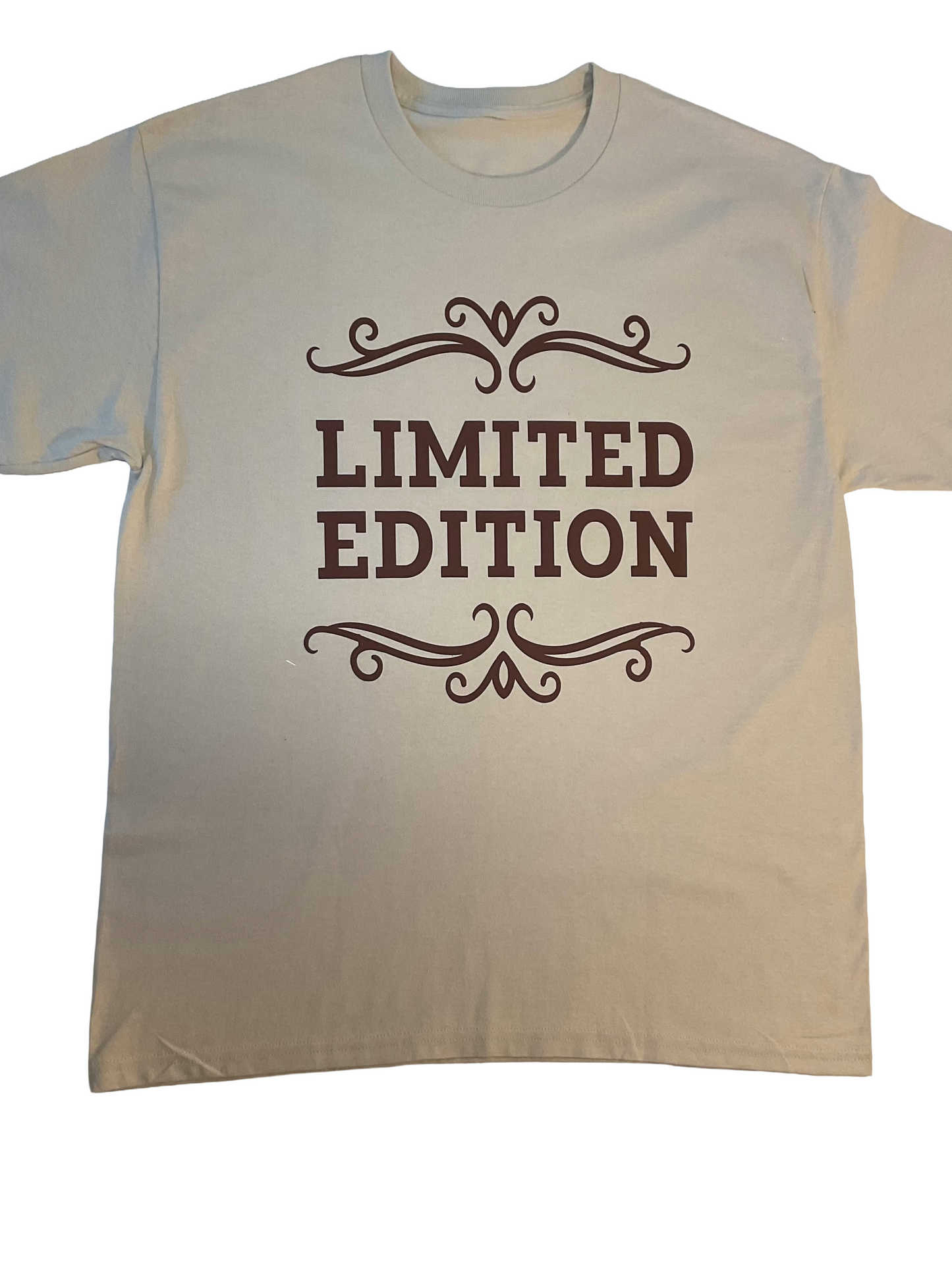 Tan "Limited Edition" Short Sleeve Shirt - Exclusive Brown Letter Graphic Tee
