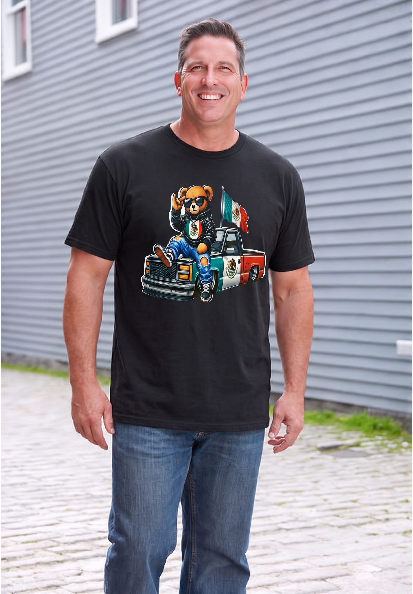 Lowrider Bear Men's Graphic Tee – Black