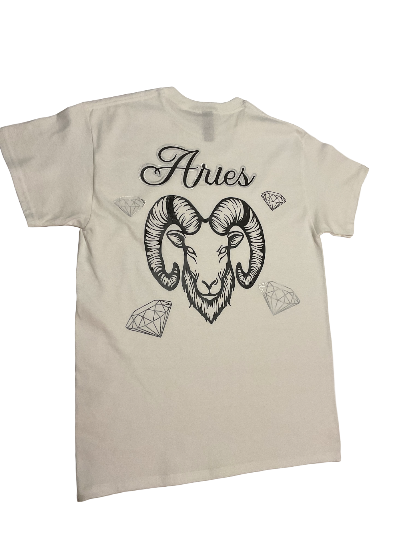 Aries Zodiac Sign White Short Sleeve Shirt - Black Design