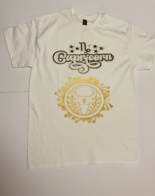 Capricorn Zodiac Sign White Short Sleeve Shirt