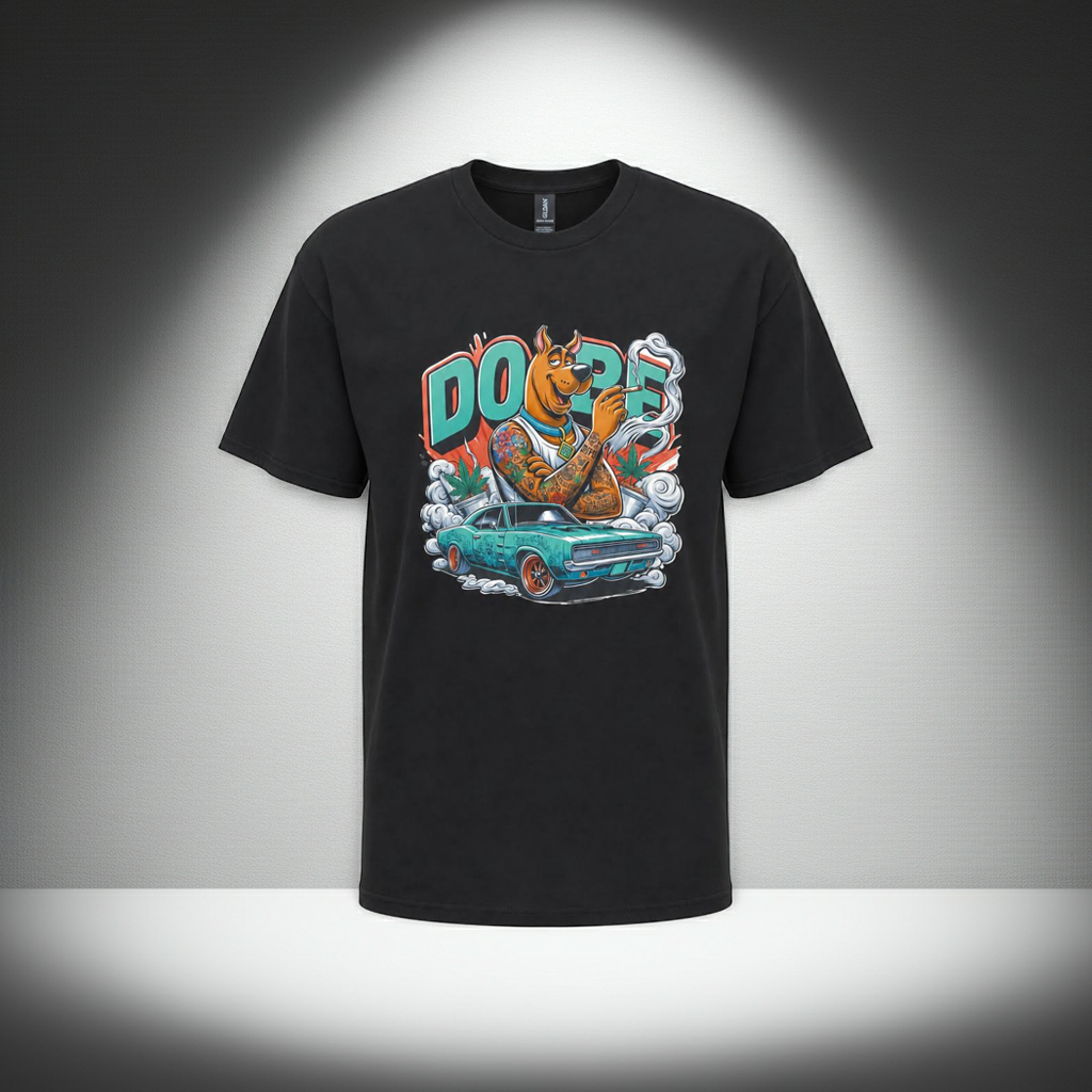 Dope Scooby-Doo Graphic Tee – Black Short Sleeve Shirt