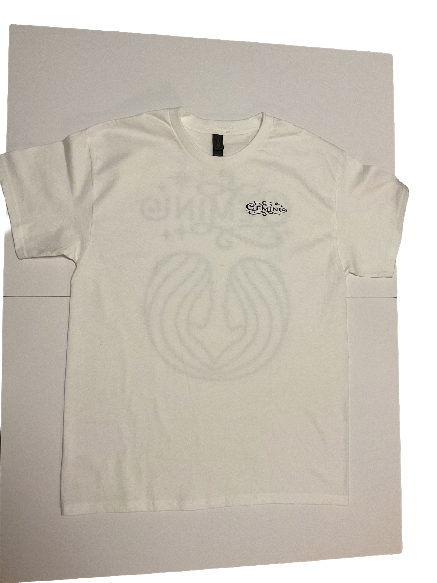 Gemini Zodiac Sign White Short Sleeve Shirt - Black Design
