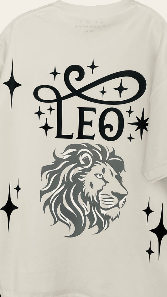 Leo Zodiac Sign Custom Cotton Shirt - White