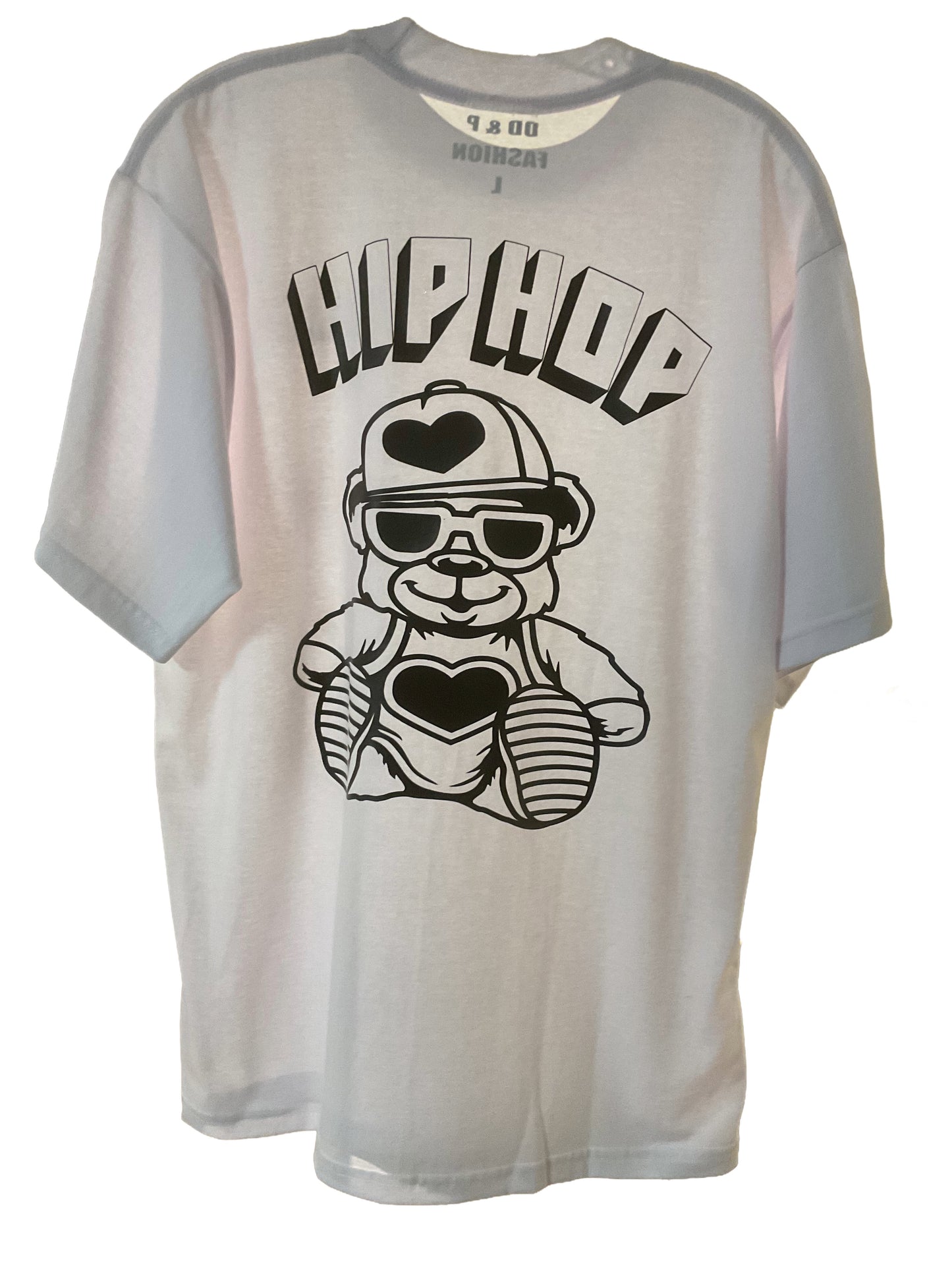 White Hip Hop Bear Short Sleeve Shirt - Cool Street Style Graphic Tee
