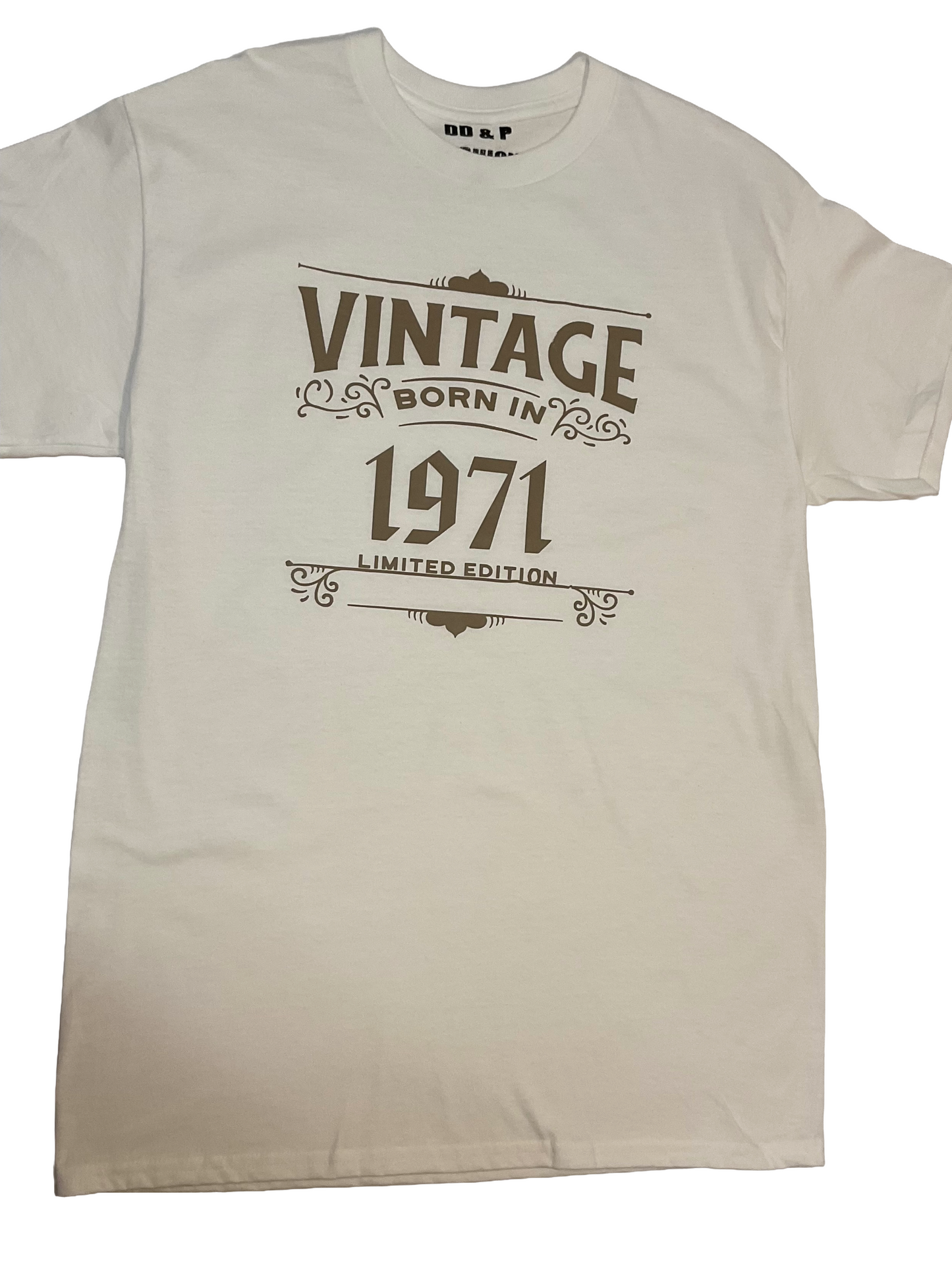 White Vintage 1971 Short Sleeve Shirt - Classic Birth Year Tee