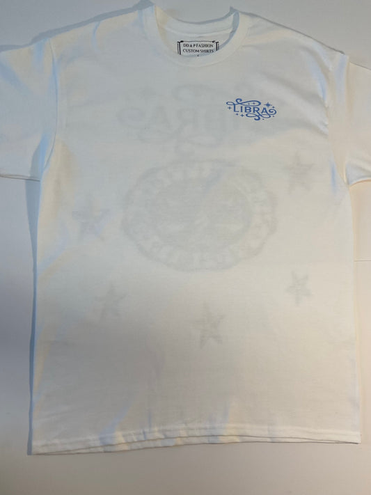 White Libra Zodiac Short Sleeve Shirt - Astrology Sign Graphic Tee