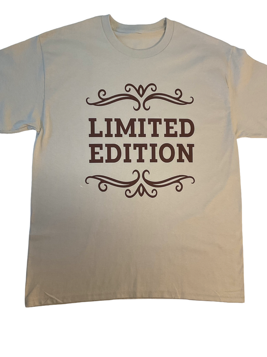 Tan "Limited Edition" Short Sleeve Shirt - Exclusive Brown Letter Graphic Tee