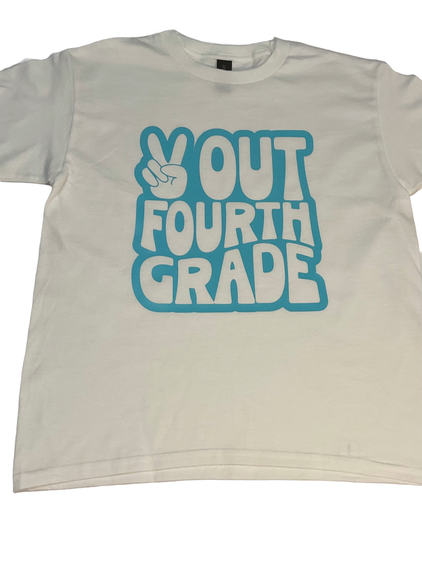Peace Out Fourth Grade T-Shirt - Boys White Short Sleeve
