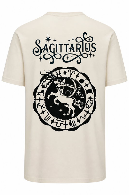 Sagittarius Zodiac Sign Custom Cotton Shirt - White Short Sleeve