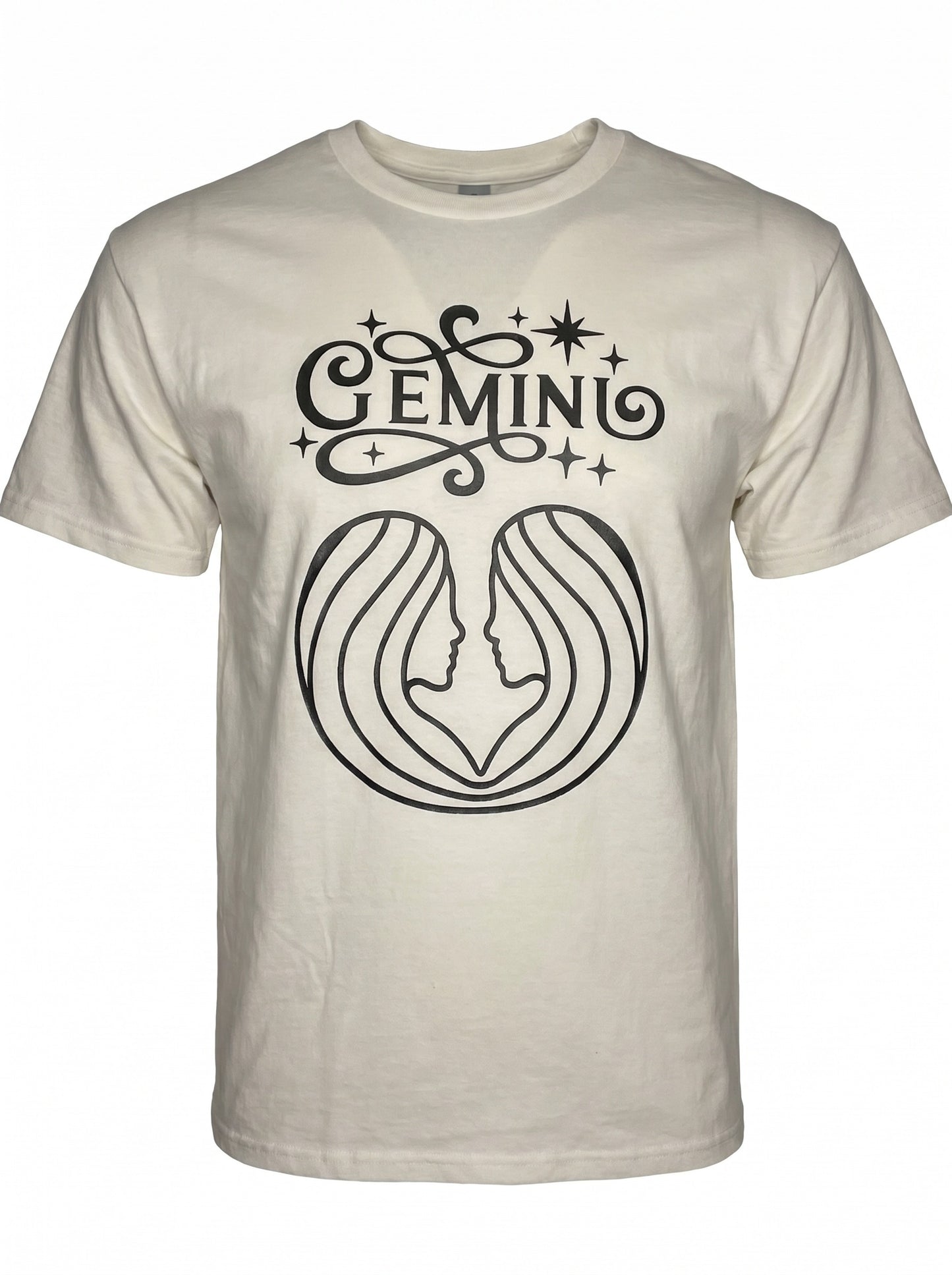 Gemini Zodiac Sign White Short Sleeve Shirt - Black Design