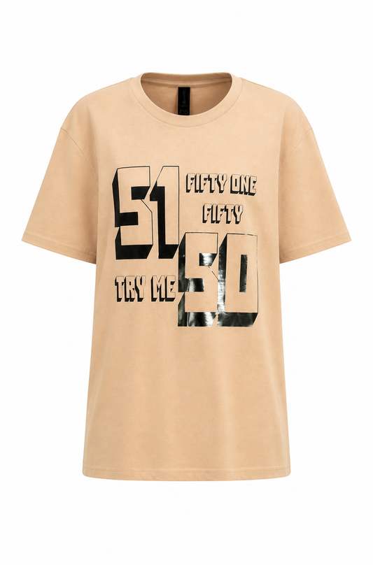 Peach "51/50 Try Me" Short Sleeve Shirt - Bold Attitude Graphic Tee