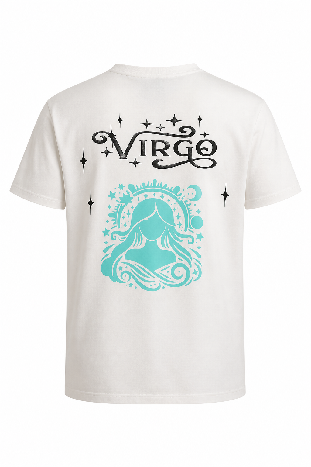 Virgo Zodiac Sign White Short Sleeve Shirt - Black & Pastel Green