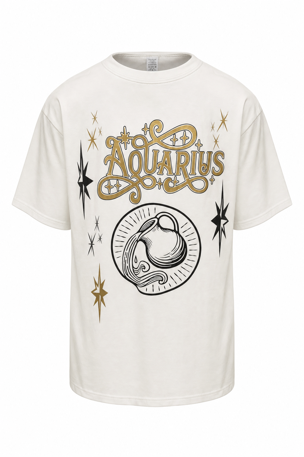 White Aquarius Zodiac Short Sleeve Shirt - Astrology Sign Graphic Tee