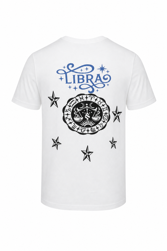 White Libra Zodiac Short Sleeve Shirt - Astrology Sign Graphic Tee