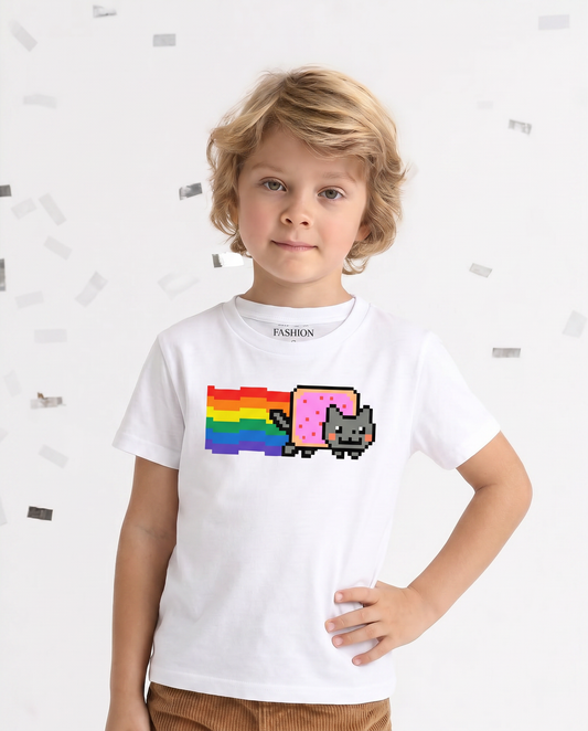Nyan Cat Kids Graphic Tee – White