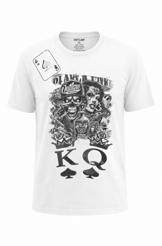 Outlaw Custom Shirt - Black with Skull & Playing Cards