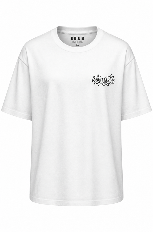 Sagittarius Zodiac Sign Custom Cotton Shirt - White Short Sleeve